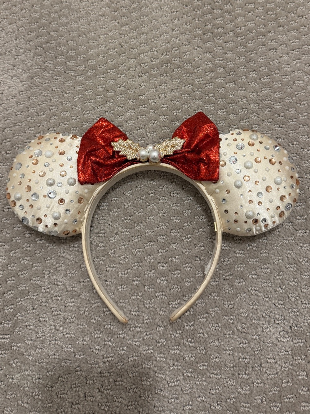 BaubleBar Gold Sequin Minnie Ear Headband with Red Bow